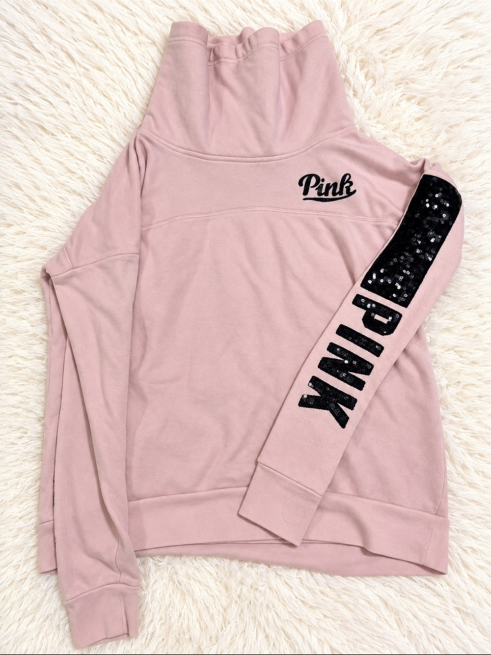 Victoria’s Secret PINK Sequin Funnel Neck Sweatshirt XS